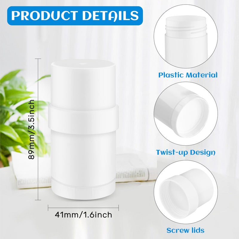 Wresty 10 Pack 30g/1oz Empty Platic Deodorant Containers Top-Fill Deodorant Bottles Refillable Twist-Up Deodorant Tubes For DIY Deodorant Lip Balm Aromatherapy Lotion Stick (white) - Image 2